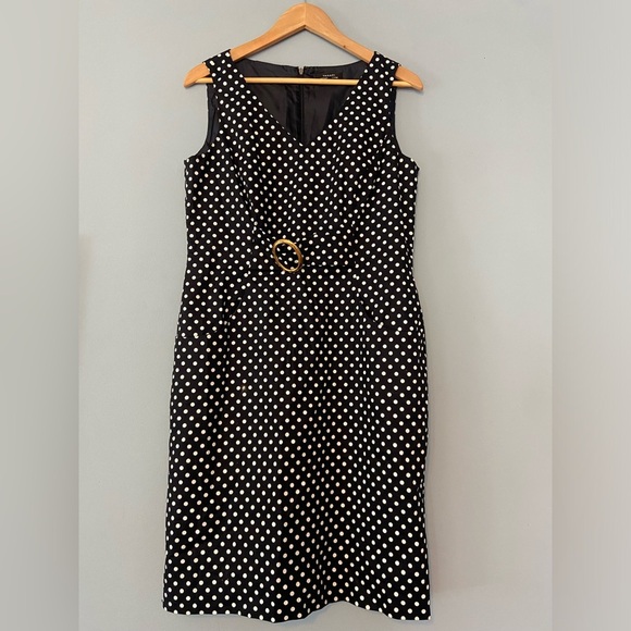 T Tahari Elegant Black and White Polka Dot Dress size 10 - Picture 1 of 6